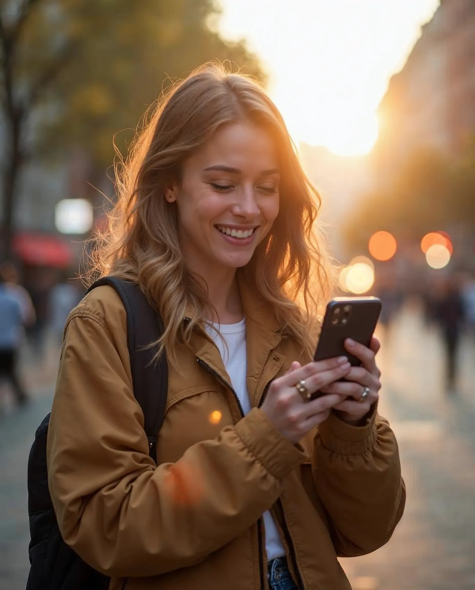 Junge Fahrschülerin schaut auf ihrem Smartphone ein Reel